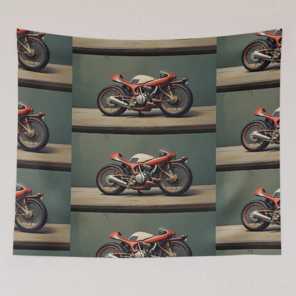 Item preview, Retro Futuristic Cafe Racer Motorcycle | Vintage Cyberpunk Bike Art Print designed and sold by Bhaskar Digital Art.