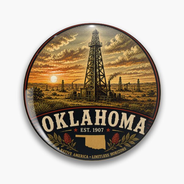 Item preview, Oklahoma Retro State Badge – Vintage Travel Graphic designed and sold by Mac Sketches.