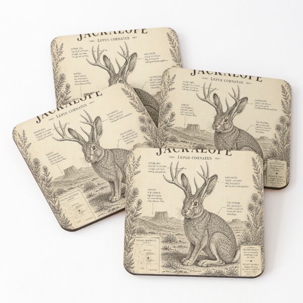 Item preview, Jackalope Vintage Naturalist Cryptid Field Guide Print designed and sold by SunnyDesign82.