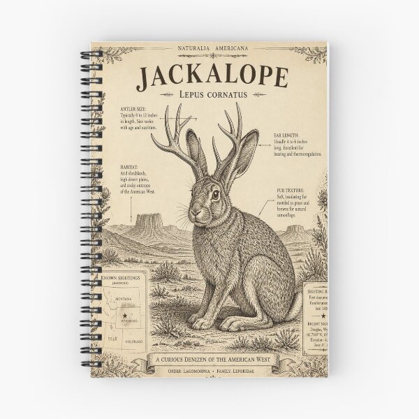 Item preview, Jackalope Vintage Naturalist Cryptid Field Guide Print designed and sold by SunnyDesign82.