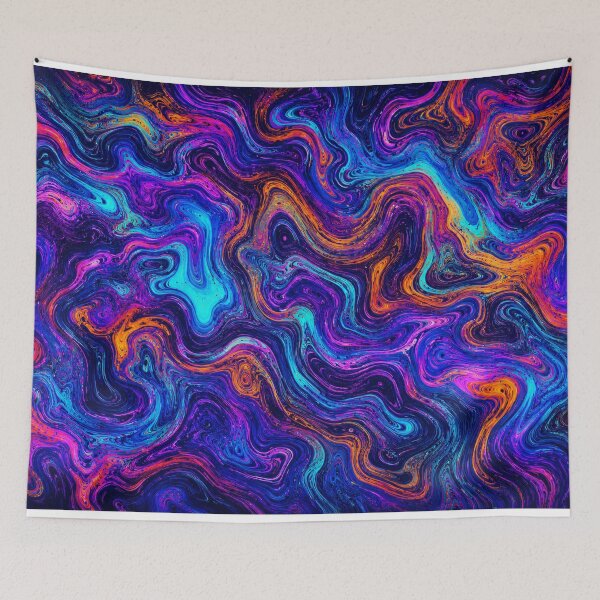 Item preview, Psychedelic Damascus Steel Pattern in Neon Blue, Purple & Gold Abstract Swirl designed and sold by MyInstantLife.