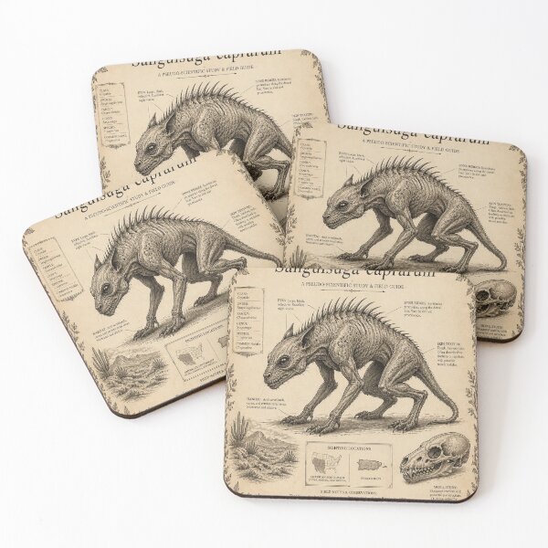 Item preview, Chupacabra Vintage Naturalist Cryptid Field Guide Print designed and sold by SunnyDesign82.