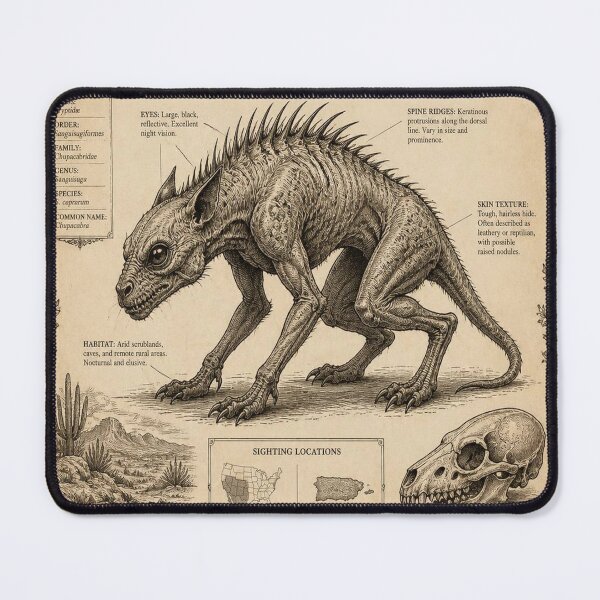 Item preview, Chupacabra Vintage Naturalist Cryptid Field Guide Print designed and sold by SunnyDesign82.