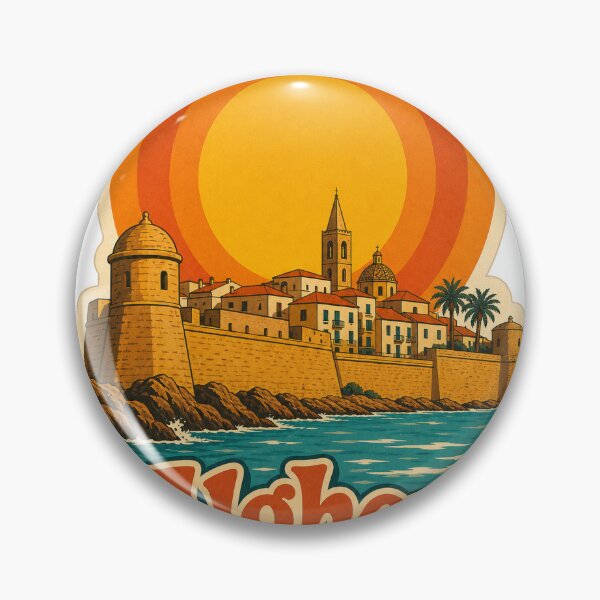 Item preview, Alghero Italy Travel Souvenir - Retro Illustration designed and sold by VisualArtsOasis.