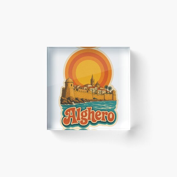 Item preview, Alghero Italy Travel Souvenir - Retro Illustration designed and sold by VisualArtsOasis.