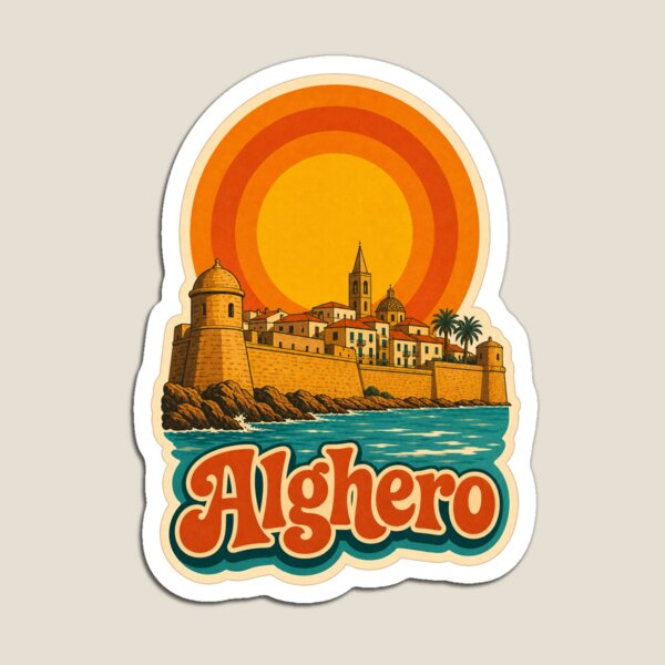 Item preview, Alghero Italy Travel Souvenir - Retro Illustration designed and sold by VisualArtsOasis.
