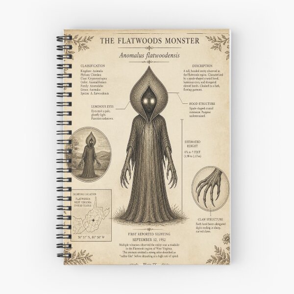 Item preview, Flatwoods Monster Vintage Naturalist Cryptid Field Guide Print designed and sold by SunnyDesign82.