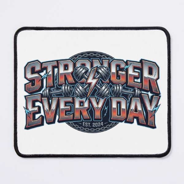 Item preview, Stronger Every Day Gym T-Shirt | Bold Fitness Typography | Workout Motivation Graphic Tee designed and sold by Faisal Shah.