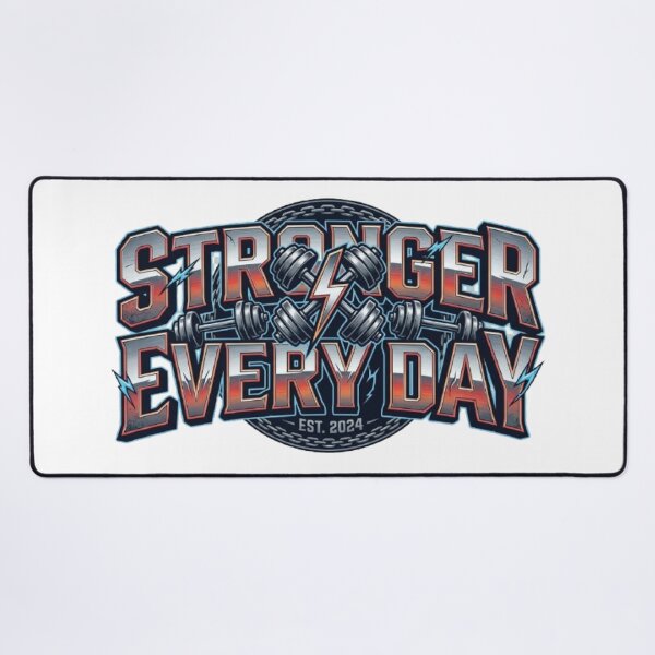 Item preview, Stronger Every Day Gym T-Shirt | Bold Fitness Typography | Workout Motivation Graphic Tee designed and sold by Faisal Shah.