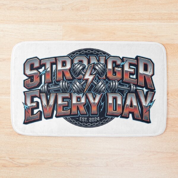 Item preview, Stronger Every Day Gym T-Shirt | Bold Fitness Typography | Workout Motivation Graphic Tee designed and sold by Faisal  Shah.