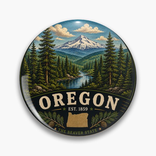 Item preview, Oregon Retro State Badge – Vintage Travel Graphic designed and sold by Mac Sketches.