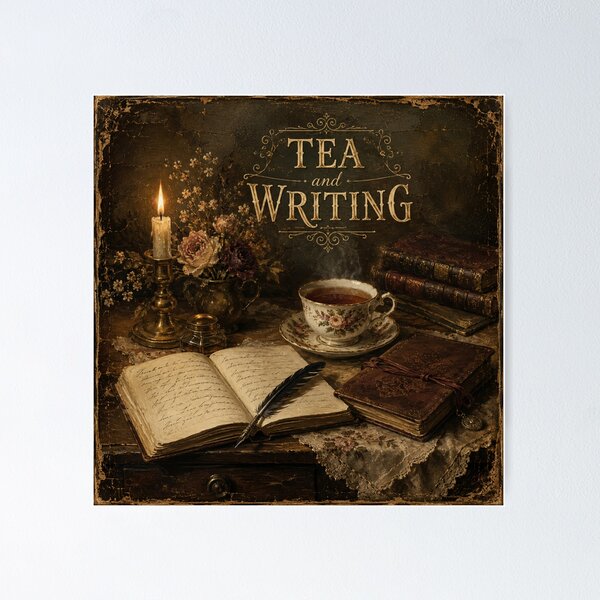 Item preview, Tea & Writing Vintage Cottagecore Botanical Design designed and sold by AMICO77.