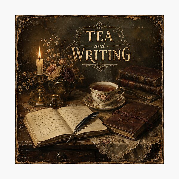 Item preview, Tea & Writing Vintage Cottagecore Botanical Design designed and sold by AMICO77.