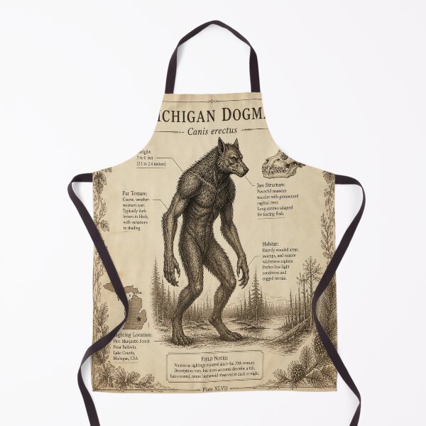 Item preview, Michigan Dogman Vintage Naturalist Cryptid Field Guide Print designed and sold by SunnyDesign82.