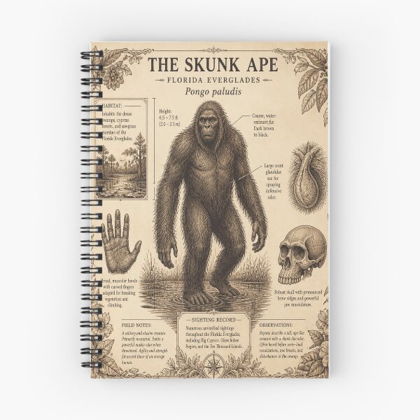 Item preview, Skunk Ape Vintage Naturalist Cryptid Field Guide Print designed and sold by SunnyDesign82.