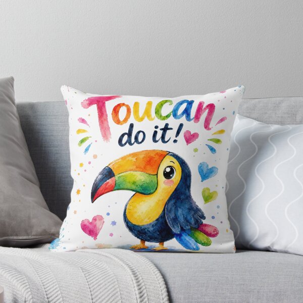 Item preview, Toucan Do It! – Cute Rainbow Toucan Watercolor Illustration designed and sold by LittleGinnyArt.