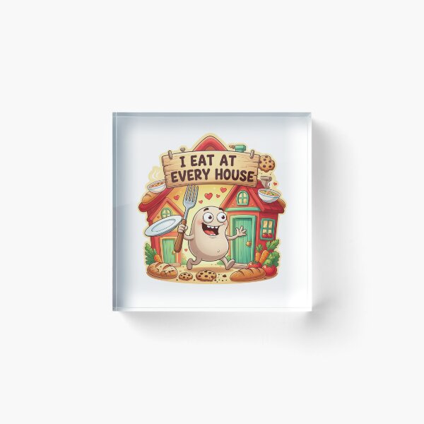 Item preview, I Eat At Every House Funny Cartoon Sticker designed and sold by Imaginarium of Chaos falcon88 .