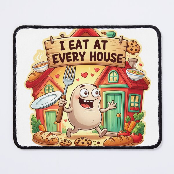 Item preview, I Eat At Every House Funny Cartoon Sticker designed and sold by Imaginarium of Chaos falcon88 .