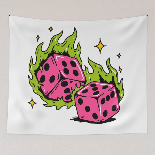 Item preview, neon flamy dice designed and sold by omny-studio.