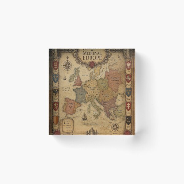 Item preview, Medieval Europe Antique Collector's Map Poster Print designed and sold by SunnyDesign82.