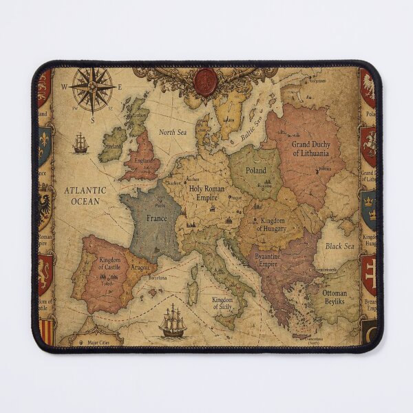 Item preview, Medieval Europe Antique Collector's Map Poster Print designed and sold by SunnyDesign82.