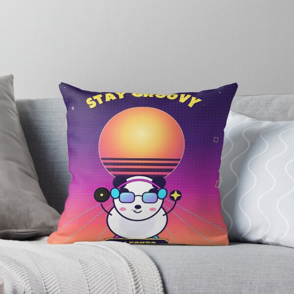 Item preview, Stay Groovy DJ Panda Funny Retro Synthwave Animal Sticker designed and sold by SLAYTHESPACE.