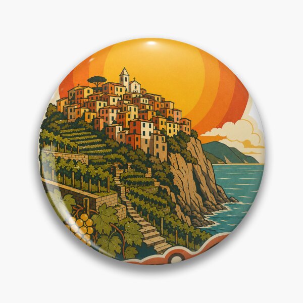 Item preview, Corniglia Italy Travel Souvenir - Retro Illustration designed and sold by VisualArtsOasis.