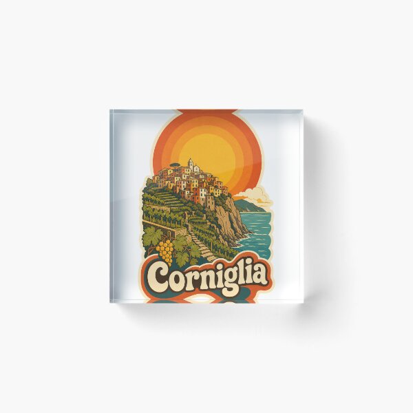 Item preview, Corniglia Italy Travel Souvenir - Retro Illustration designed and sold by VisualArtsOasis.