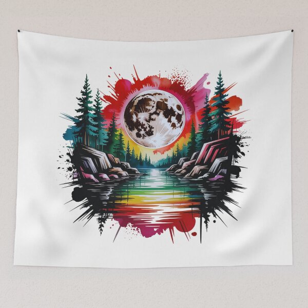 Item preview, Color Splash Moon Landscape Art designed and sold by GabeMountainArt.