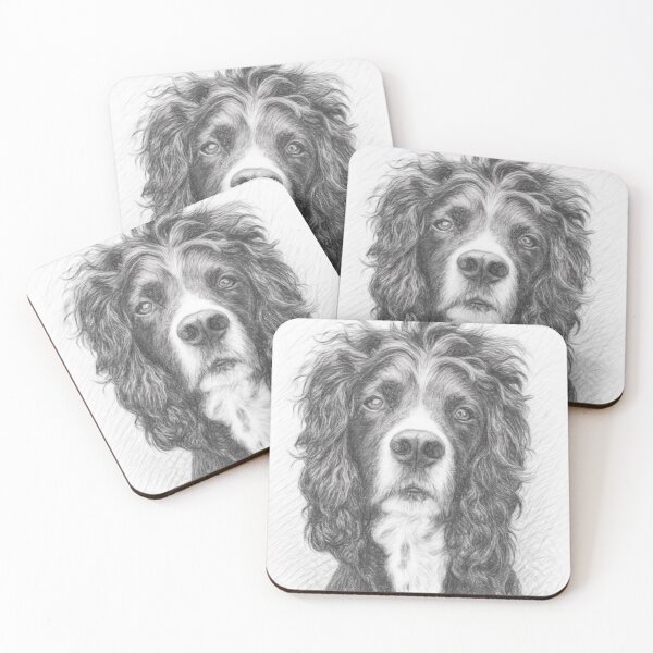 Item preview, Black and White Cocker Spaniel Pencil Sketch | Realistic Dog Portrait Art designed and sold by Leon Woods Pencil Art.