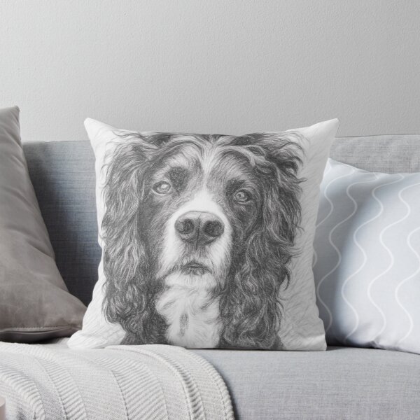 Item preview, Black and White Cocker Spaniel Pencil Sketch | Realistic Dog Portrait Art designed and sold by Leon Woods Pencil Art.