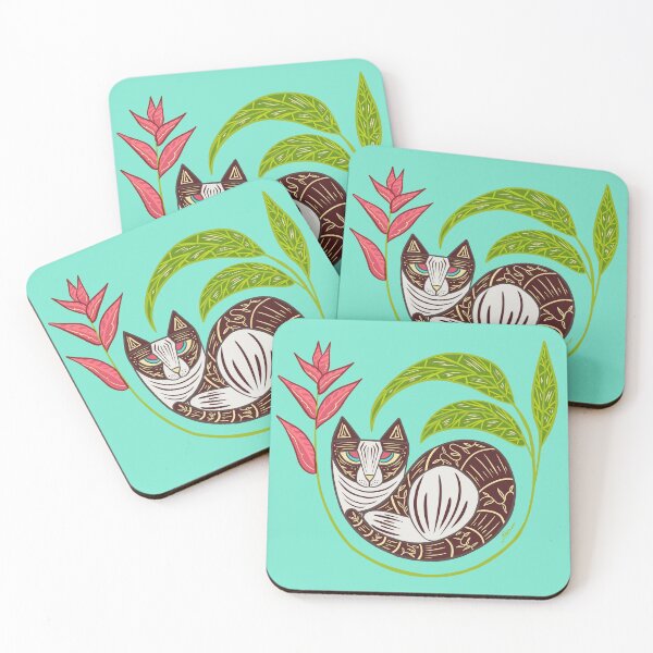 Item preview, Cat design with tropical flower designed and sold by Konopikyu.