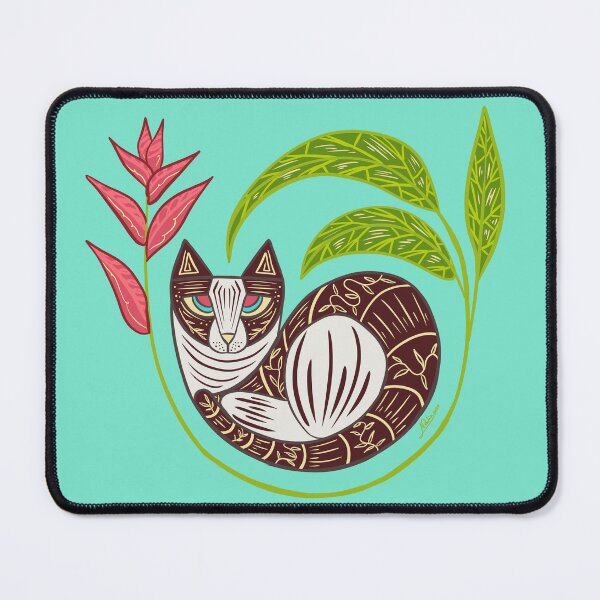 Item preview, Cat design with tropical flower designed and sold by Konopikyu.