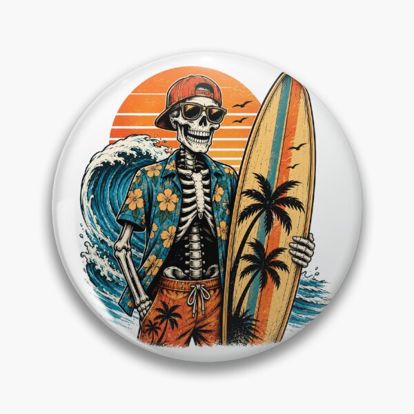 Item preview, Funny Skeleton Surfer Hawaiian Shirt Vintage Sunset Beach designed and sold by the-dovlat.