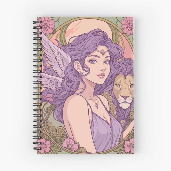 Item preview,  Fantasy Angel Girl With Lion – Pastel Purple Aesthetic Art Print | Leo Zodiac Goddess with Lion Art | Leo Energy Celestial Astrology Illustration | Anime Fantasy Girl  designed and sold by RSDigitalPrintDesign.
