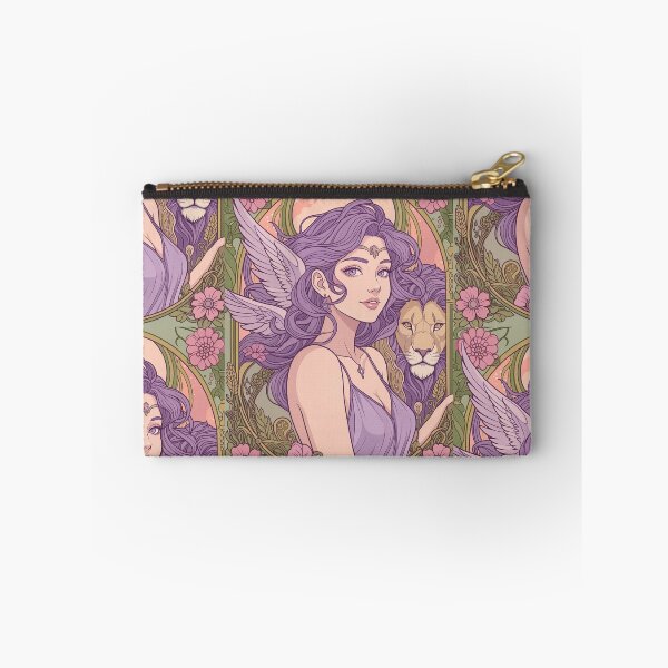 Item preview,  Fantasy Angel Girl With Lion – Pastel Purple Aesthetic Art Print | Leo Zodiac Goddess with Lion Art | Leo Energy Celestial Astrology Illustration | Anime Fantasy Girl  designed and sold by RSDigitalPrintDesign.