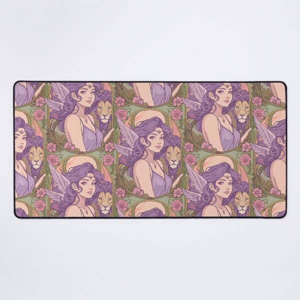 Item preview, Fantasy Angel Girl With Lion – Pastel Purple Aesthetic Art Print | Leo Zodiac Goddess with Lion Art | Leo Energy Celestial Astrology Illustration | Anime Fantasy Girl designed and sold by RSDigitalPrintDesign.