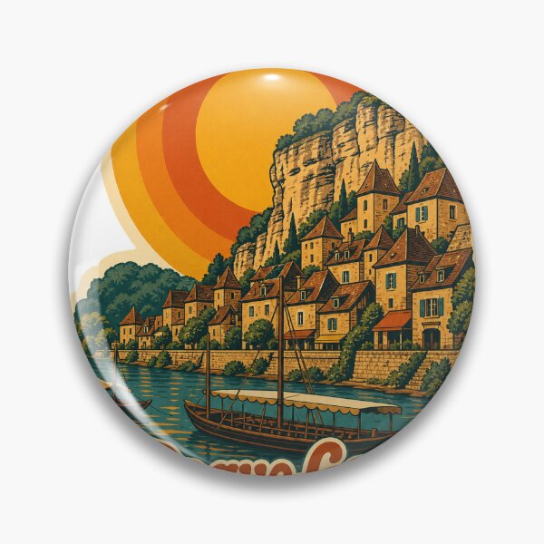 Item preview, La Roque-Gageac France Travel Souvenir - Retro Illustration designed and sold by VisualArtsOasis.