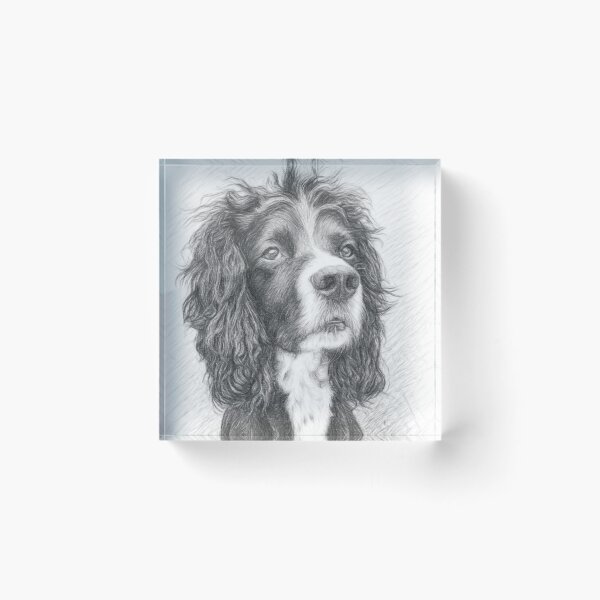Item preview, Realistic Cocker Spaniel Pencil Sketch | Black and White Dog Portrait Artwork designed and sold by Leon Woods Pencil Art.