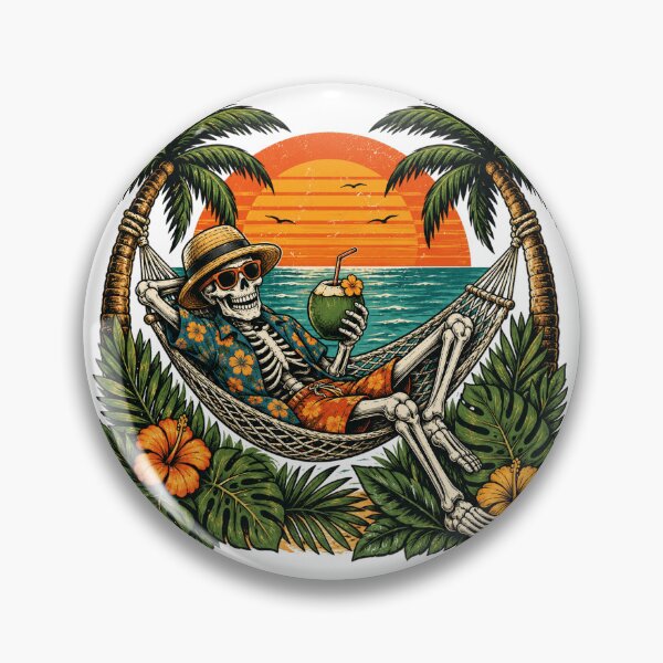 Item preview, Funny Skeleton Relaxing in Hammock Tropical Beach Sunset designed and sold by the-dovlat.