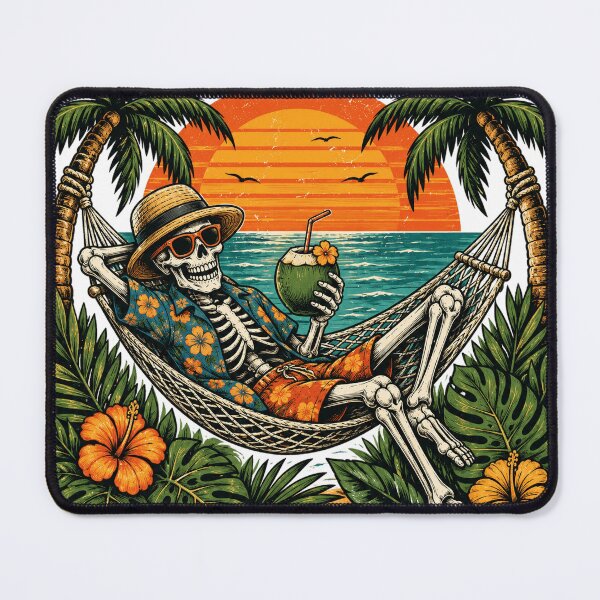 Item preview, Funny Skeleton Relaxing in Hammock Tropical Beach Sunset designed and sold by the-dovlat.