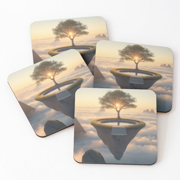 Item preview, The First Sanctuary | Floating Island Sunrise Tree Wall Art | Luxury Nature Landscape Print designed and sold by VeloraNature.