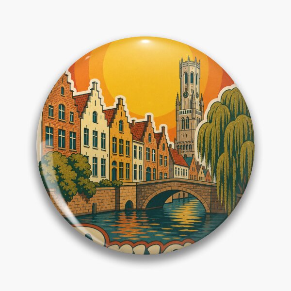 Item preview, Bruges Belgium Travel Souvenir - Retro Illustration designed and sold by VisualArtsOasis.