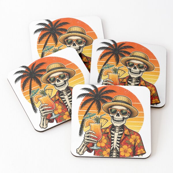 Item preview, Funny Skeleton Drinking Tropical Cocktail Hawaiian Beach designed and sold by the-dovlat.