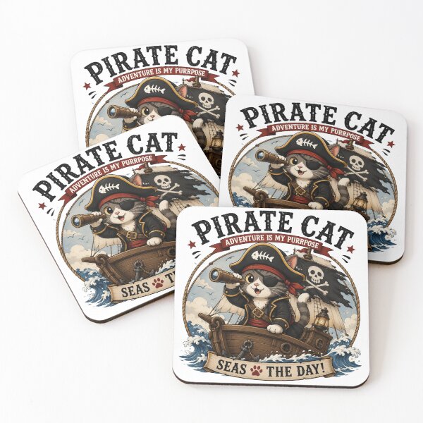 Item preview, Pirate Cat Cute Vintage Cartoon Design designed and sold by AMICO77.