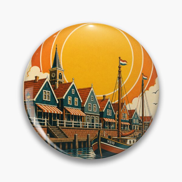 Item preview, Volendam Netherlands Travel Souvenir - Retro Illustration designed and sold by VisualArtsOasis.