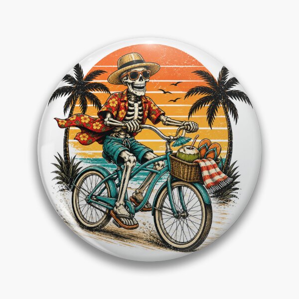 Item preview, Skeleton Riding Beach Cruiser Bicycle Tropical Sunset designed and sold by the-dovlat.