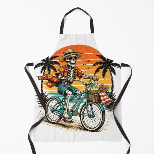 Item preview, Skeleton Riding Beach Cruiser Bicycle Tropical Sunset designed and sold by the-dovlat.