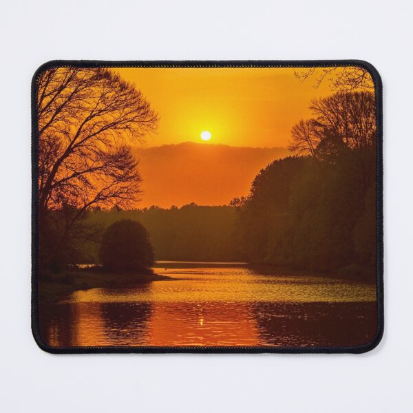 Item preview, Golden Hour Lake Sunset Silhouette Trees Reflection Nature Photography designed and sold by SLAYTHESPACE.