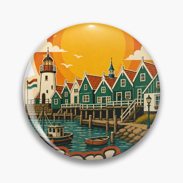 Item preview, Marken Netherlands Travel Souvenir - Retro Illustration designed and sold by VisualArtsOasis.